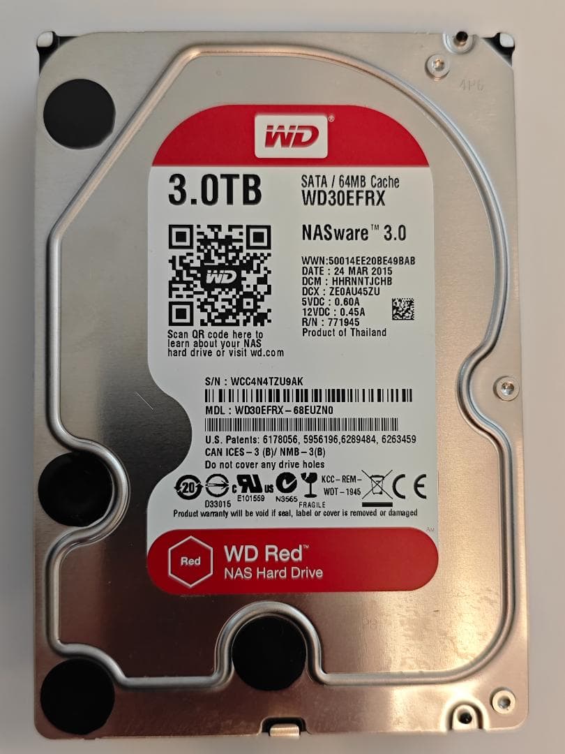 WD Red 3TB NAS用ハードドライブ WD30EFRX