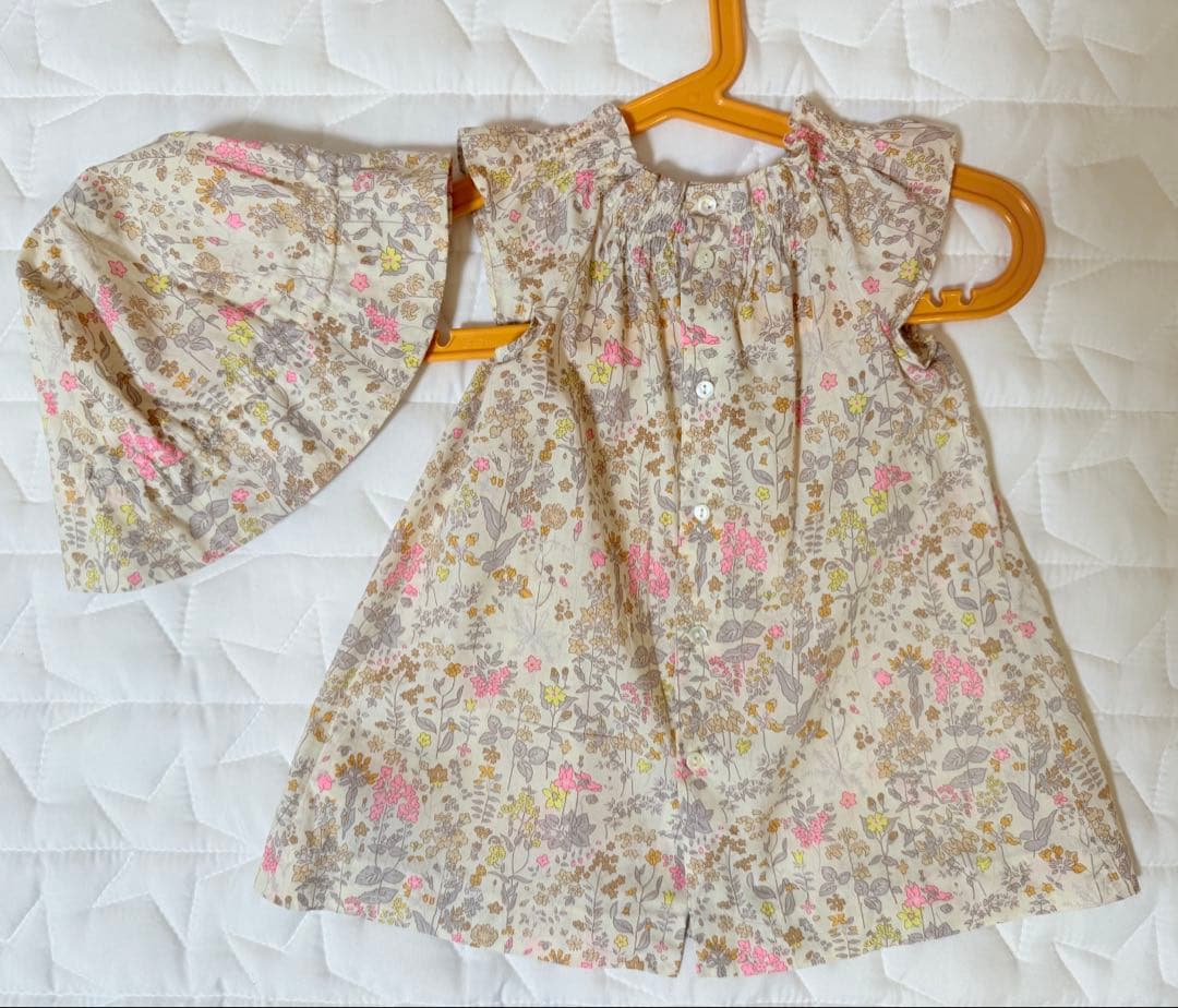 Bonpoint ボンポワン 花柄ワンピースと帽子セット 12m