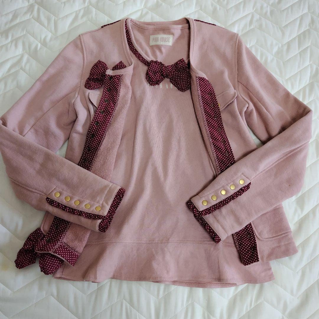 専用　PINKHOUSEピンクハウス❤️ロゴ入りアンサンブル　リボン M
