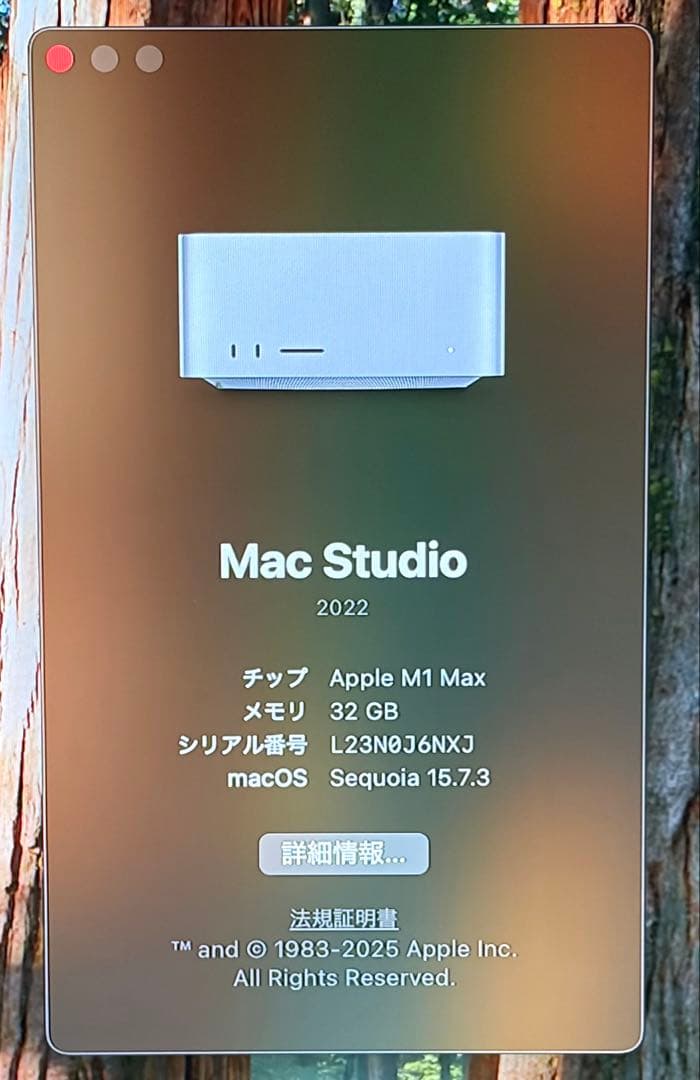 M1 Max 搭載 Mac Studio (メモリ32GB SSD 512GB)