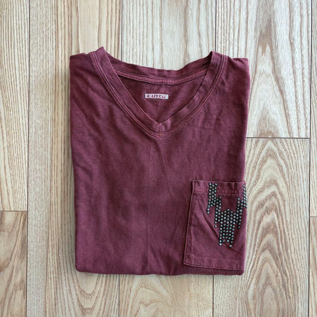 KAPITAL キャピタル スタッズ Tシャツ ボルドー 日本製