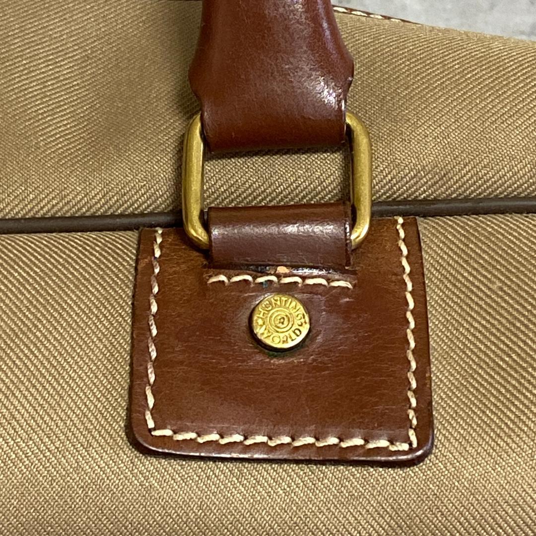 ✨極美品✨ ハンティングワールド ボストンバッグ キャンバス レザー カーキ 茶