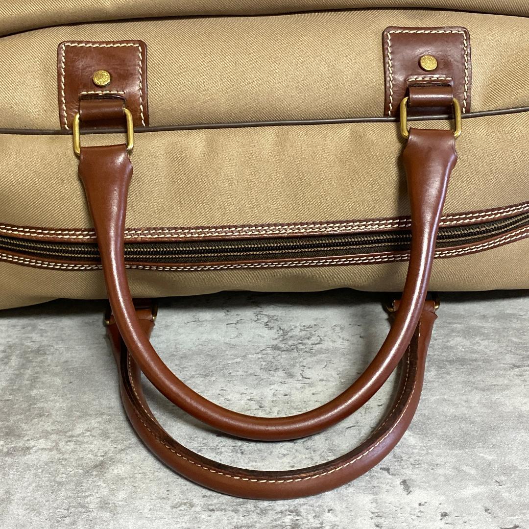 ✨極美品✨ ハンティングワールド ボストンバッグ キャンバス レザー カーキ 茶