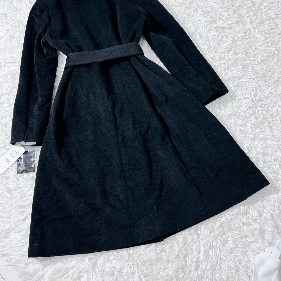 TOKYO SOIR 女優襟 アンゴラ混ロングコート 黒 L 東京ソワール