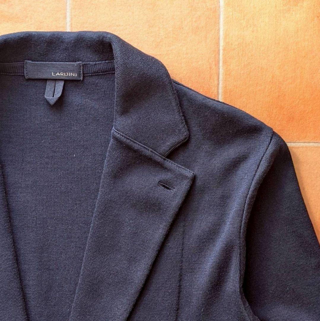 【近年モデル】LARDINI ニットジャケット ミラノリブ Sサイズ ネイビー