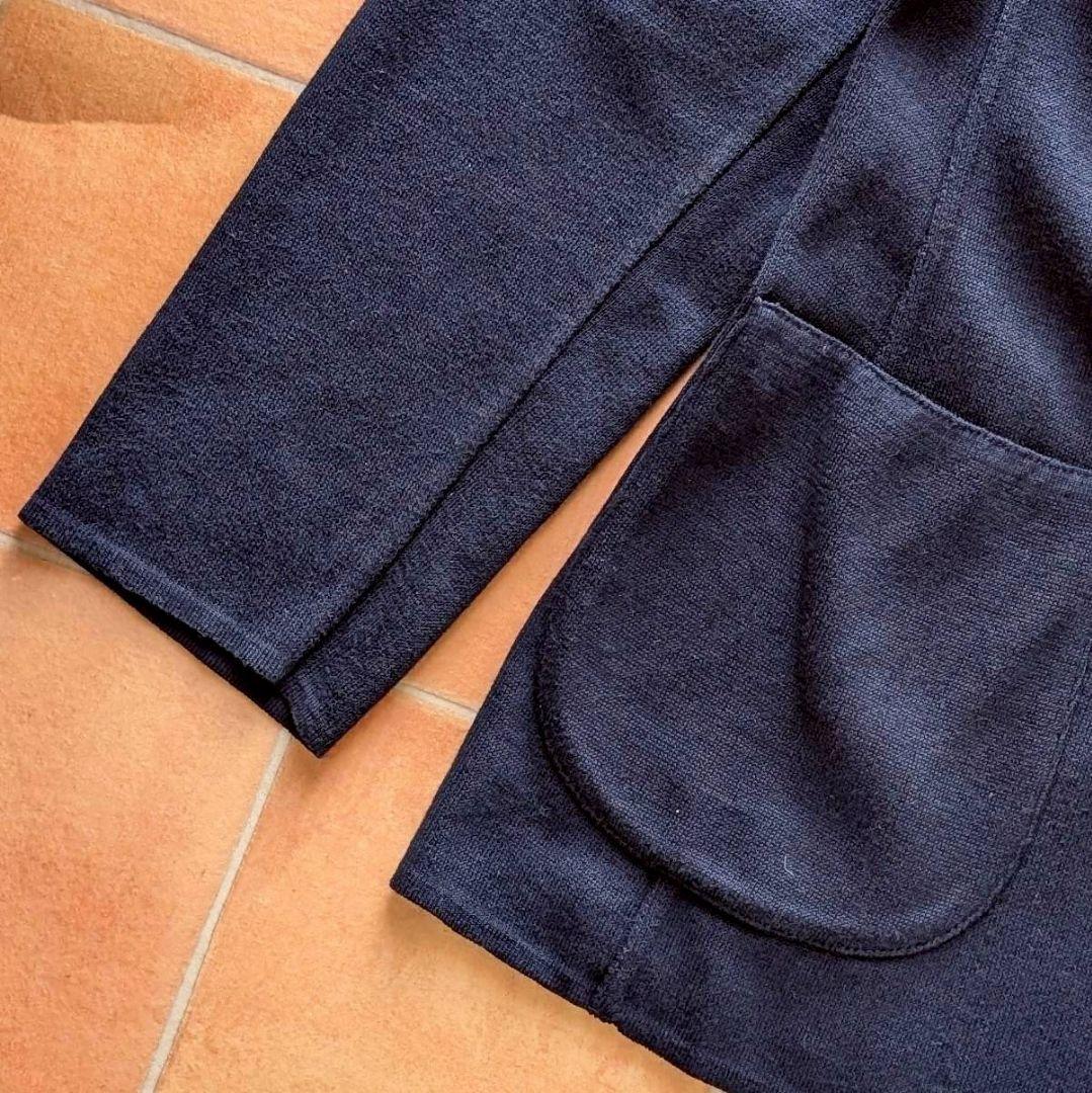 【近年モデル】LARDINI ニットジャケット ミラノリブ Sサイズ ネイビー