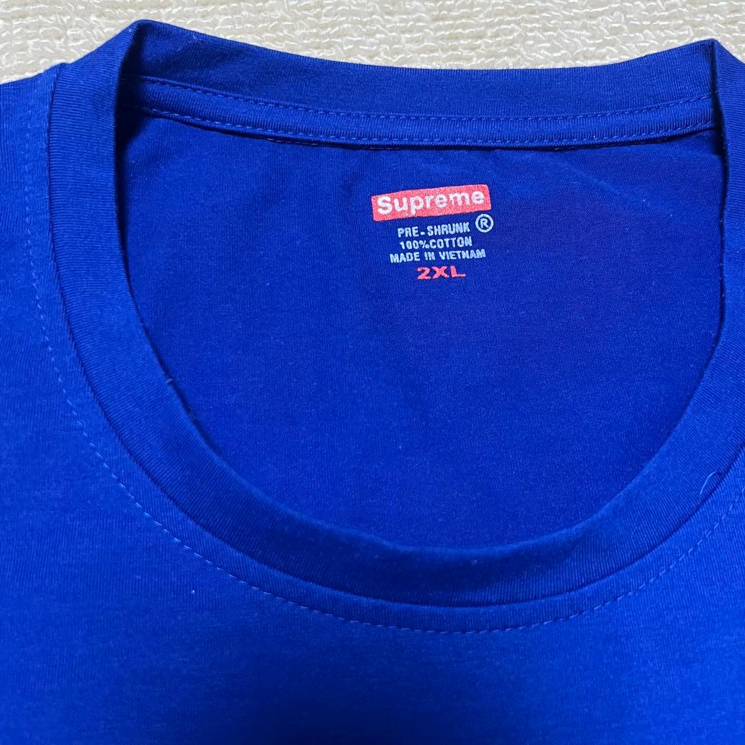 シ*マ様 シュプリーム ロゴプリント 半袖 Tシャツ 大きいサイズ ブルー メン
