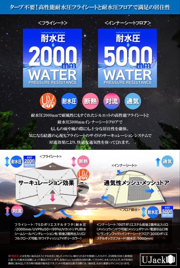 四*季様 【最安値・美品】UJACK エントリードームテント　インナーマット一式