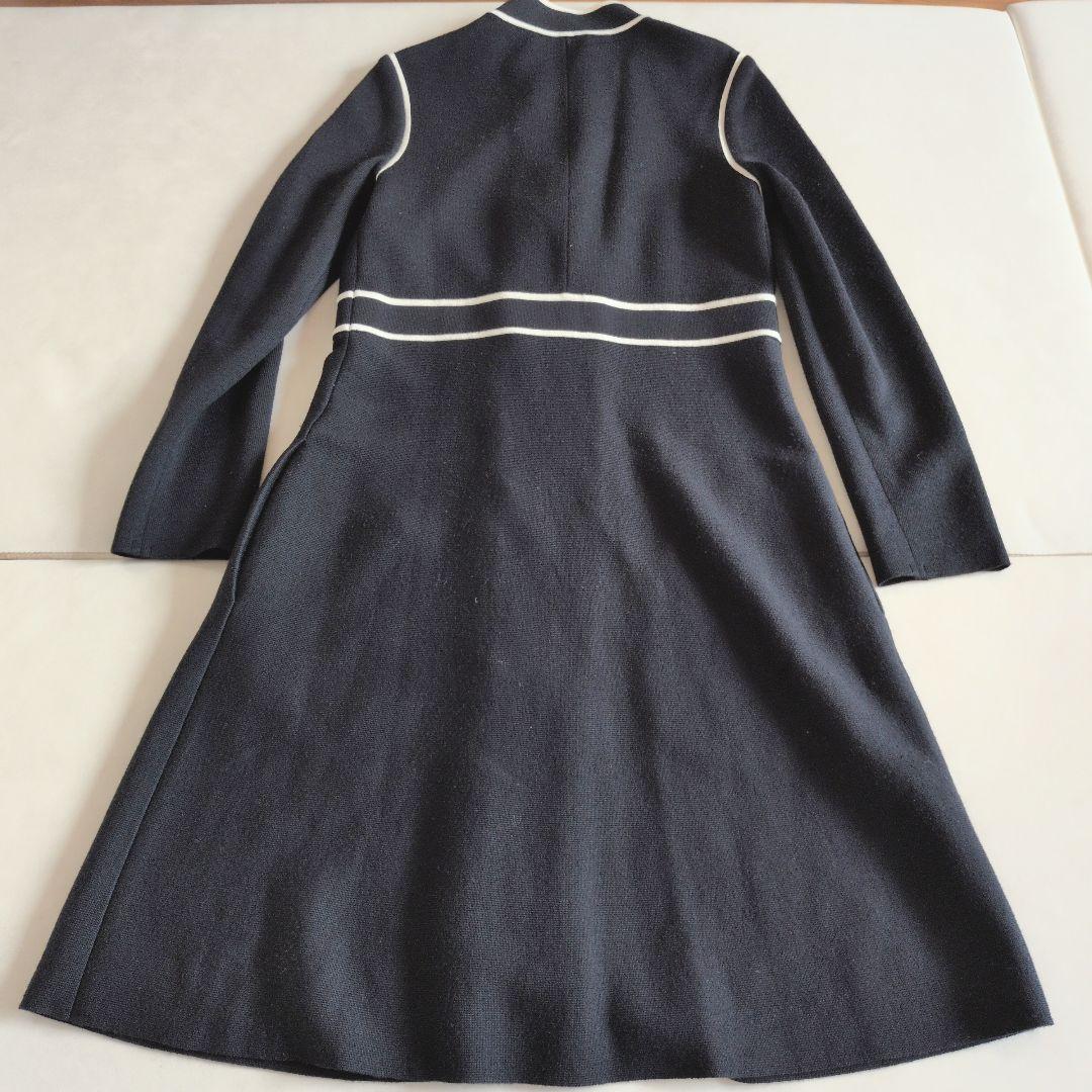 EPOCA パイピング ロングニットコート ホワイトライン ワンピース