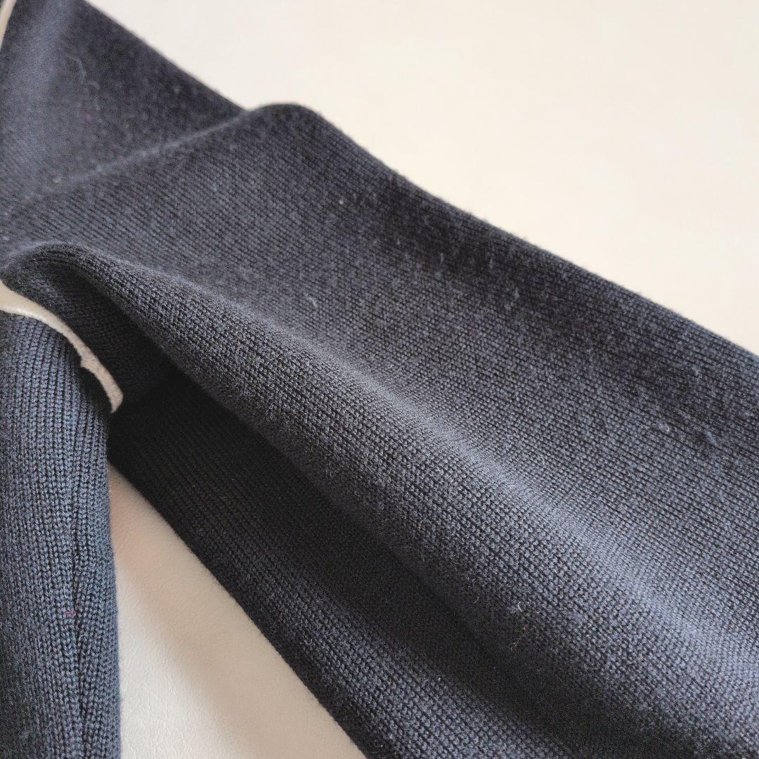 EPOCA パイピング ロングニットコート ホワイトライン ワンピース