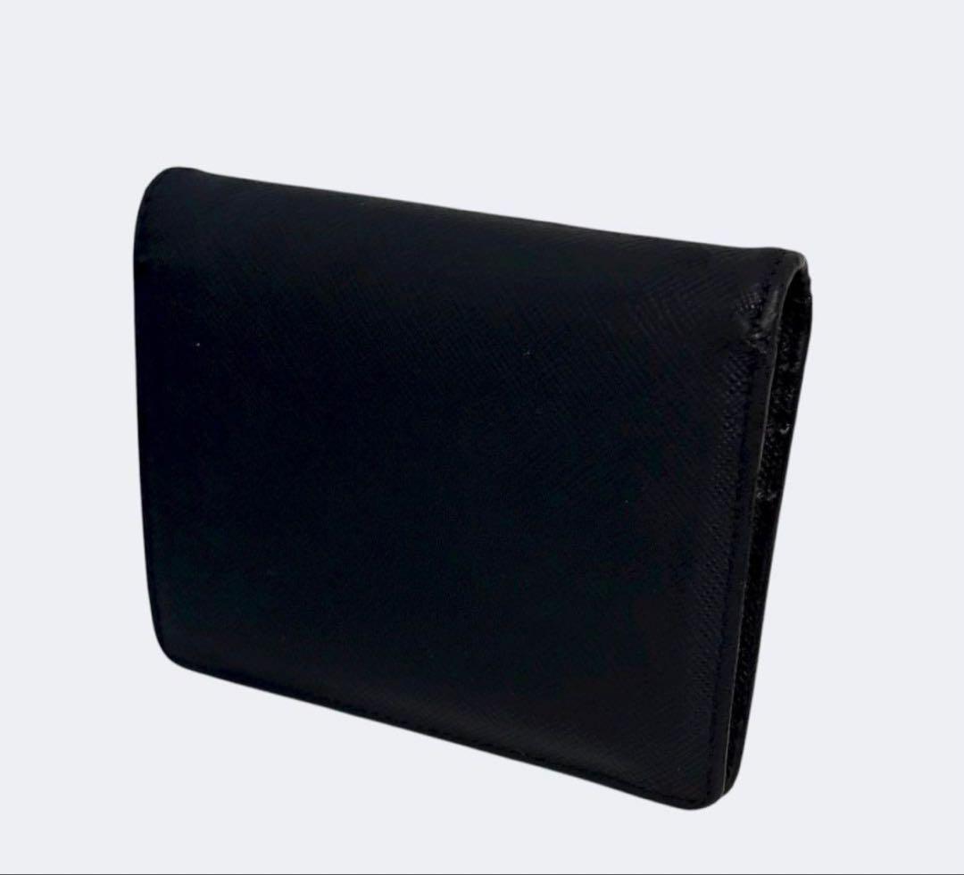 極美品✨PRADA プラダ 二つ折り財布 サフィアーノ ブラック 黒