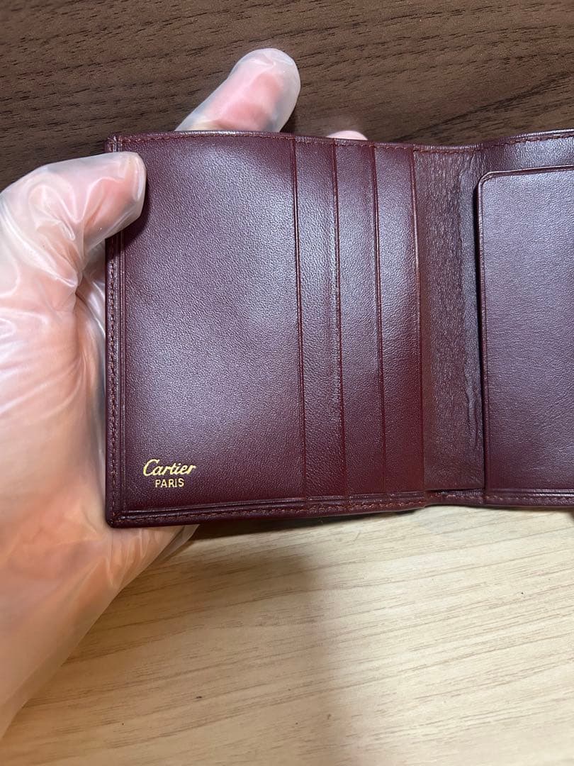 超美品！カルティエ 三つ折財布 がま口 カーフレザー
