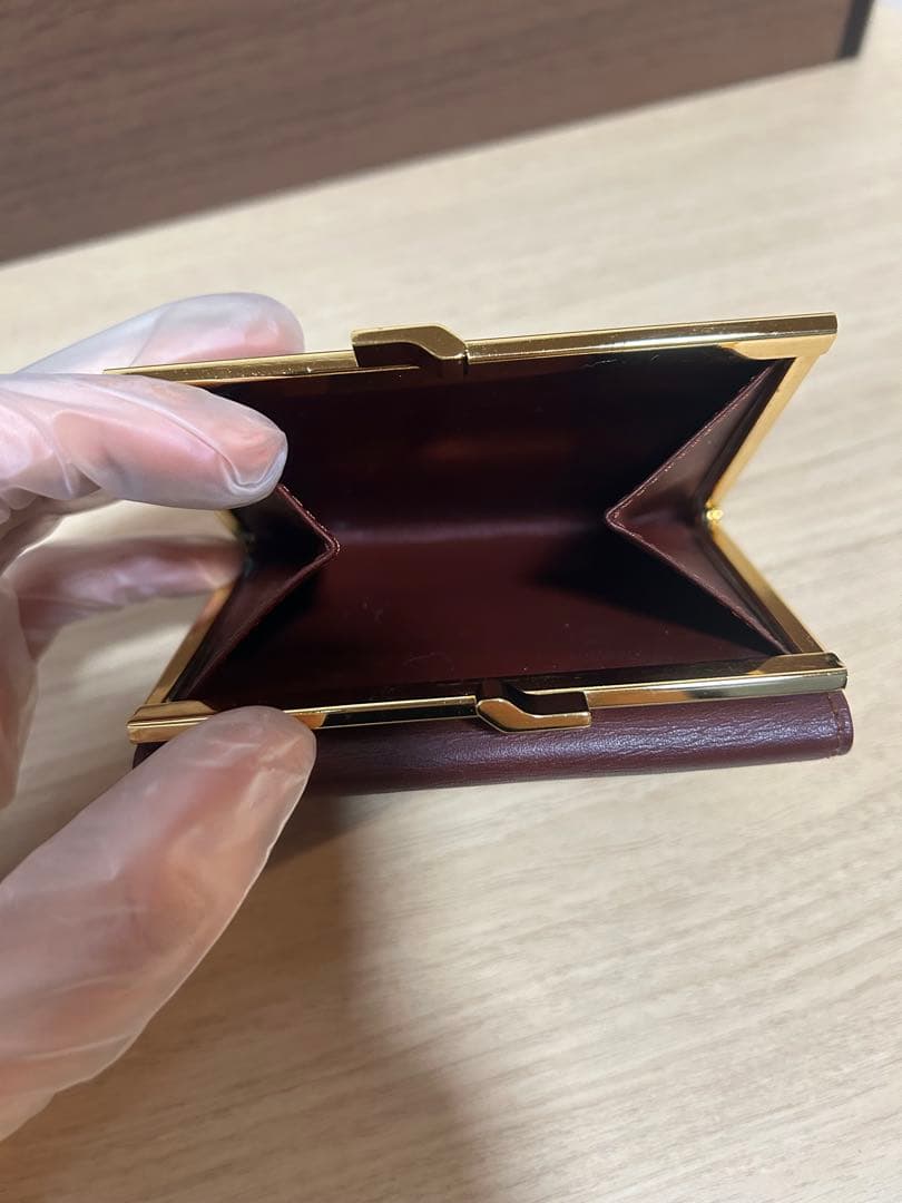 超美品！カルティエ 三つ折財布 がま口 カーフレザー