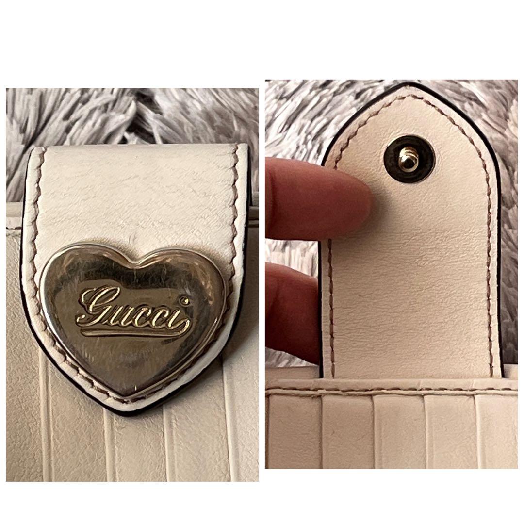 GUCCI ✨GGキャンバス　折り財布　ラブリーハート　ホワイト　レディース