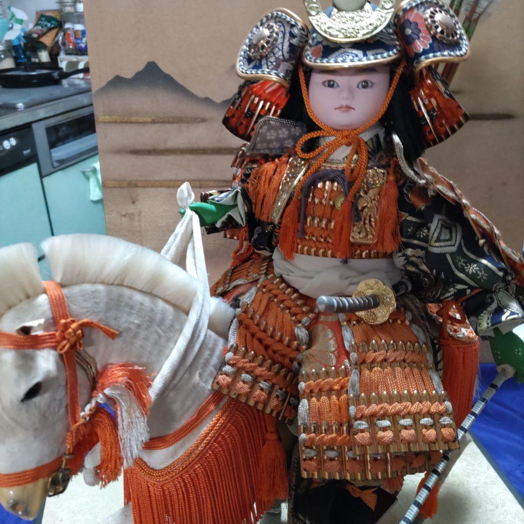 《50年前の武者人形》（光陽作、馬乗大将）レア物、美品、ケ―ス無し1436