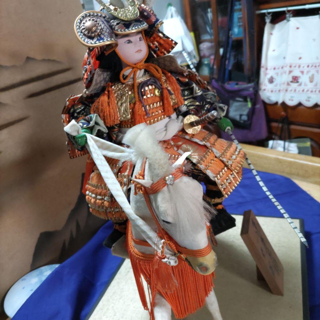 《50年前の武者人形》（光陽作、馬乗大将）レア物、美品、ケ―ス無し1436