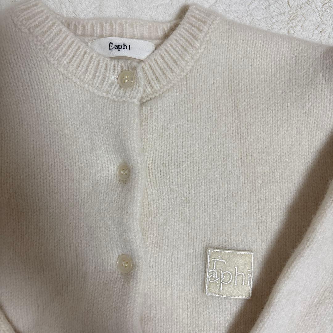 トップス eaphi WOOL KNIT LOGO CARDIGAN