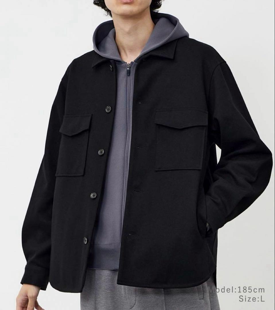 【極美品】PLST プレシャスニットメルトン シャツブルゾン M 黒