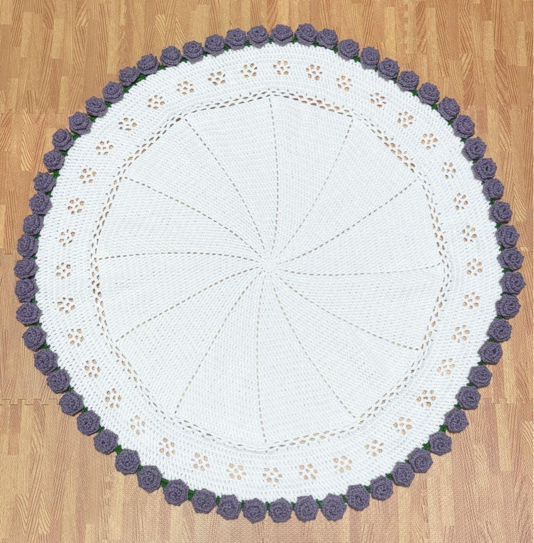 花束ブランケット ブーケブランケット 直径約90cm バラ 紫