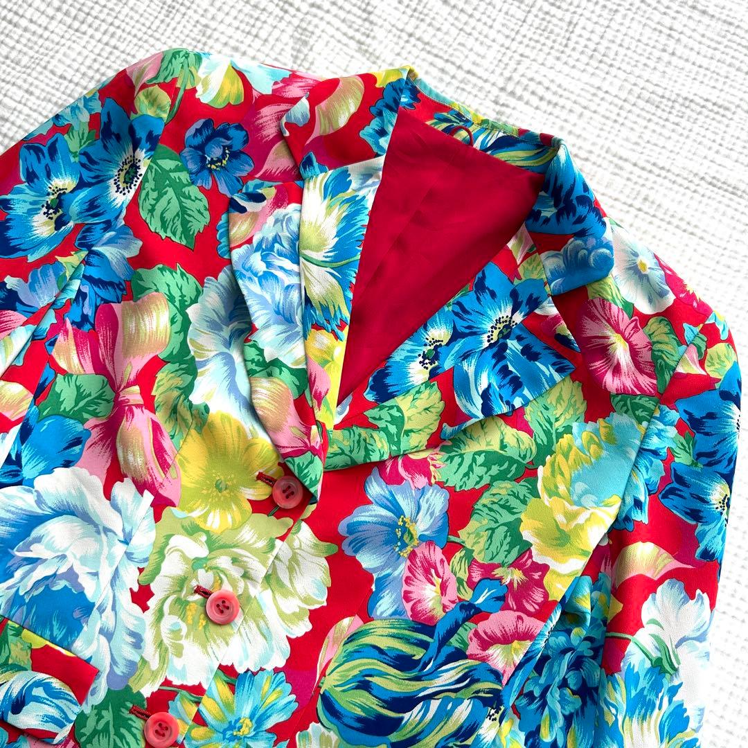 希少 エルカ期 KENZO ケンゾー 花柄 総柄 テーラードジャケット M