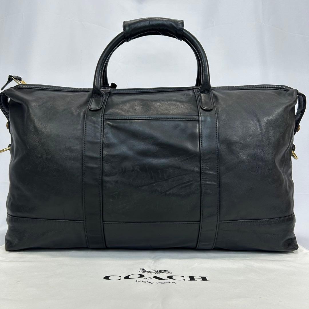 【美品/南京錠付】コーチ 2way ボストンバッグ 旅行バッグ レザー 黒