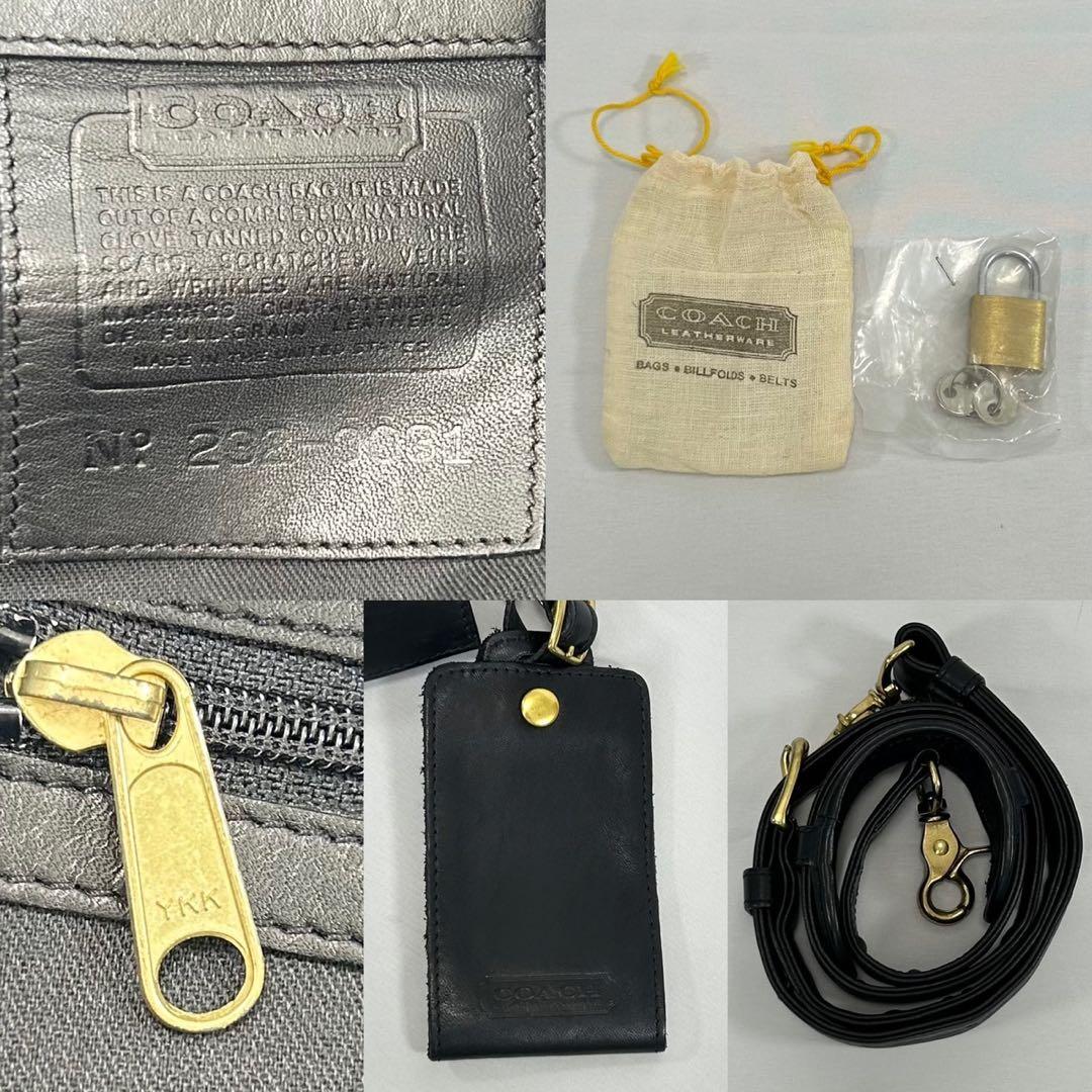 【美品/南京錠付】コーチ 2way ボストンバッグ 旅行バッグ レザー 黒