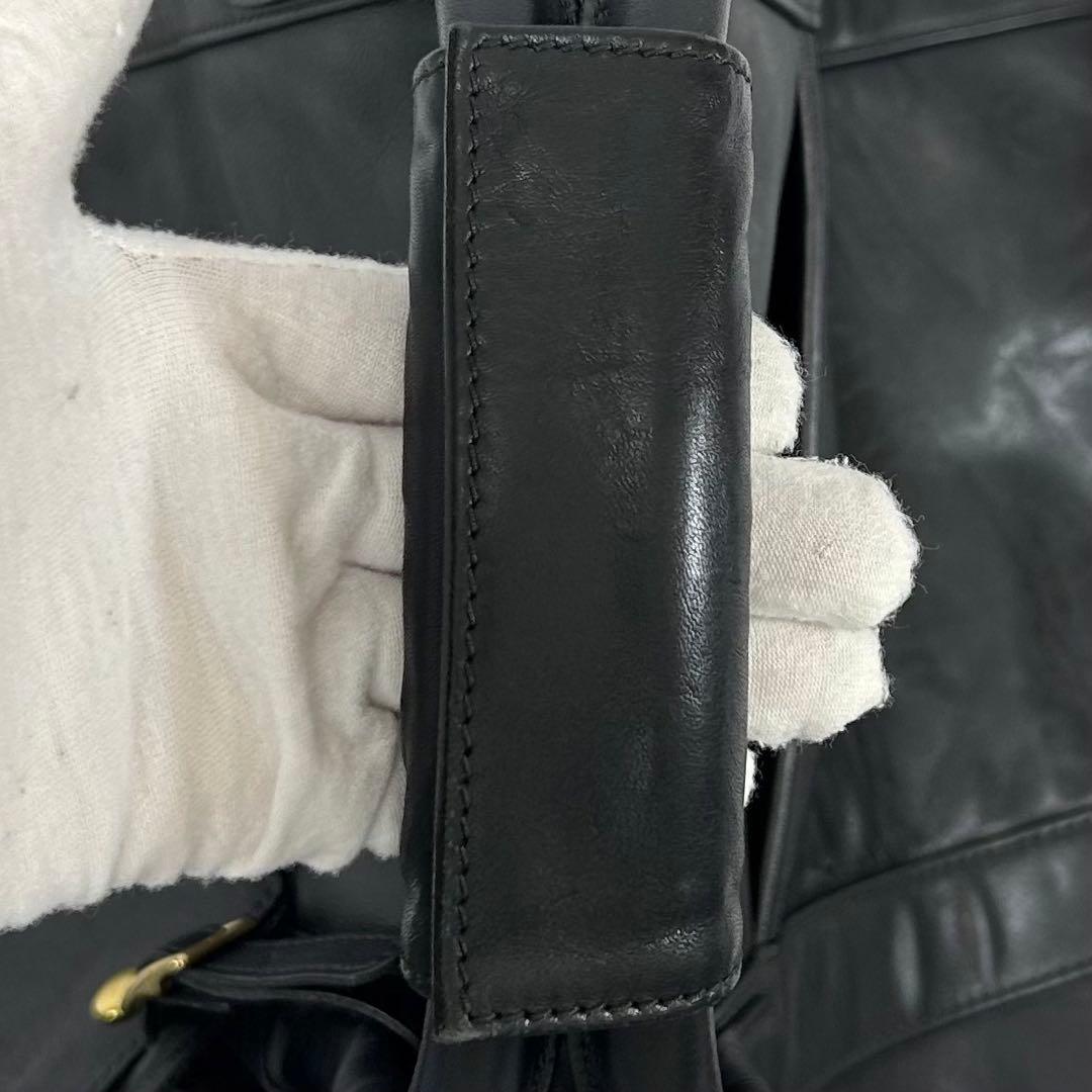 【美品/南京錠付】コーチ 2way ボストンバッグ 旅行バッグ レザー 黒