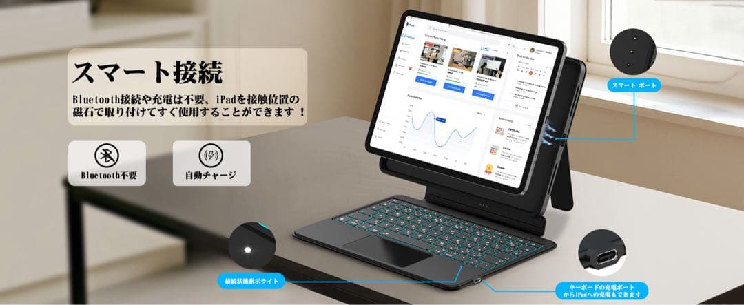 iPad Air用 キーボードケース 11インチ JIS配列 マグネット着脱