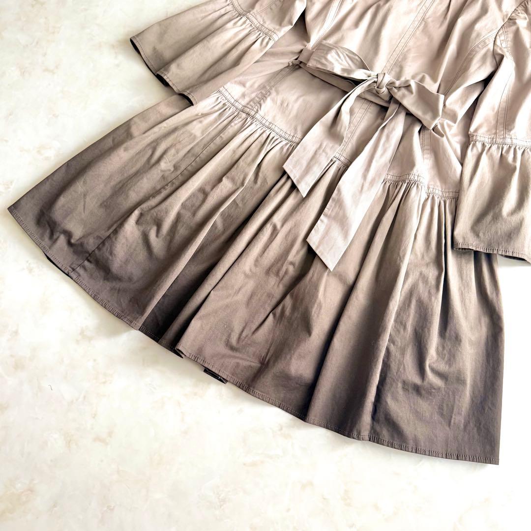 希少✨ 藍染ブルーレーベル トレンチコート ノバチェックリボン フレア ベージュ