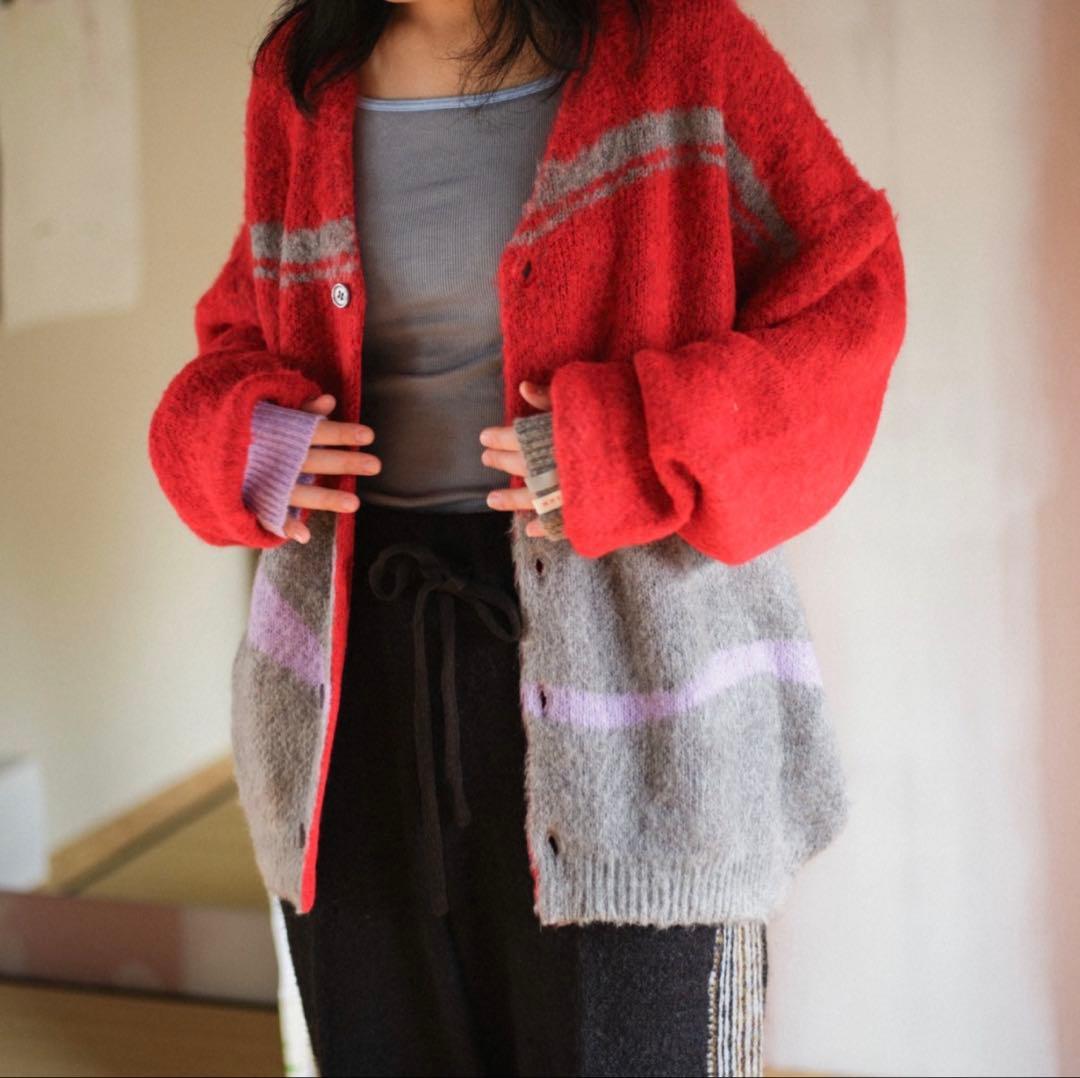 PAMM 気狂いのニットカーディガン red