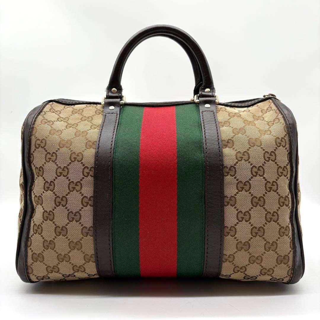 【極美品】GUCCI ボストンバッグ 2way GGキャンバス シェリーライン