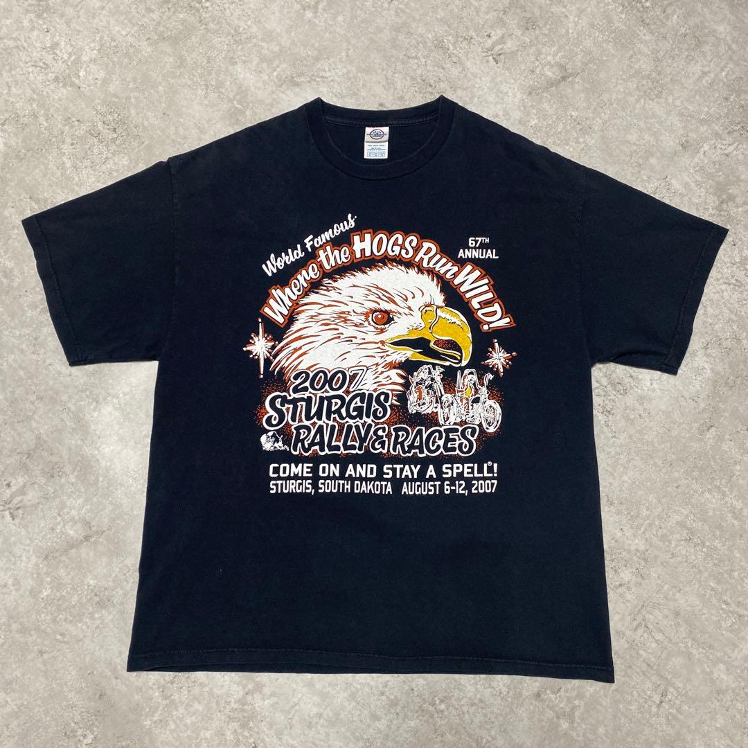 豪華 両A面 00s スタージス バイク ウィーク Tシャツ 黒 ブラック XL