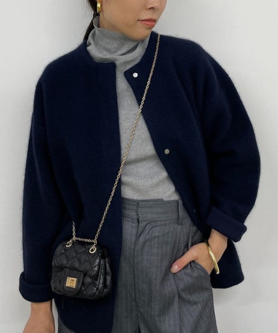loungedress 接結ニットコート ネイビー