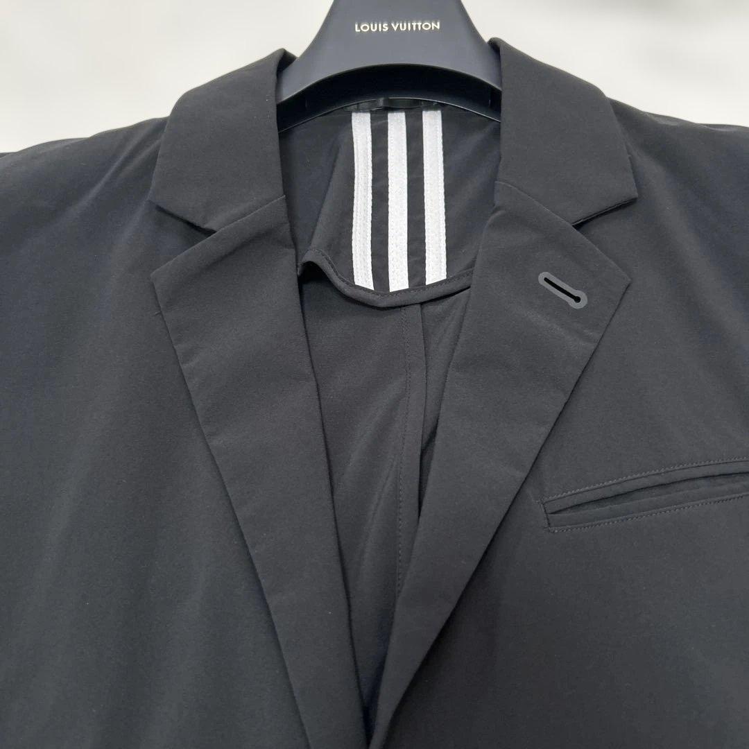 希少 2XL adidas ストレッチ テーラードジャケット 洗える ブラック