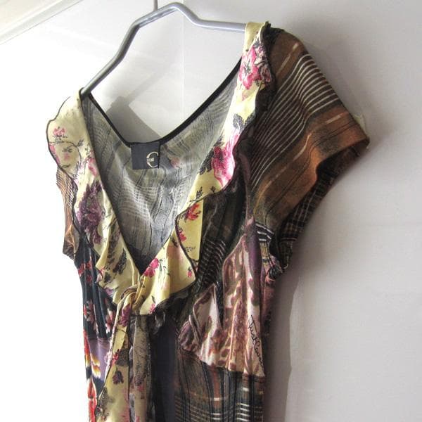 美品　roverto cavalli★　美しいプリントパッチ　ひざ丈ワンピース