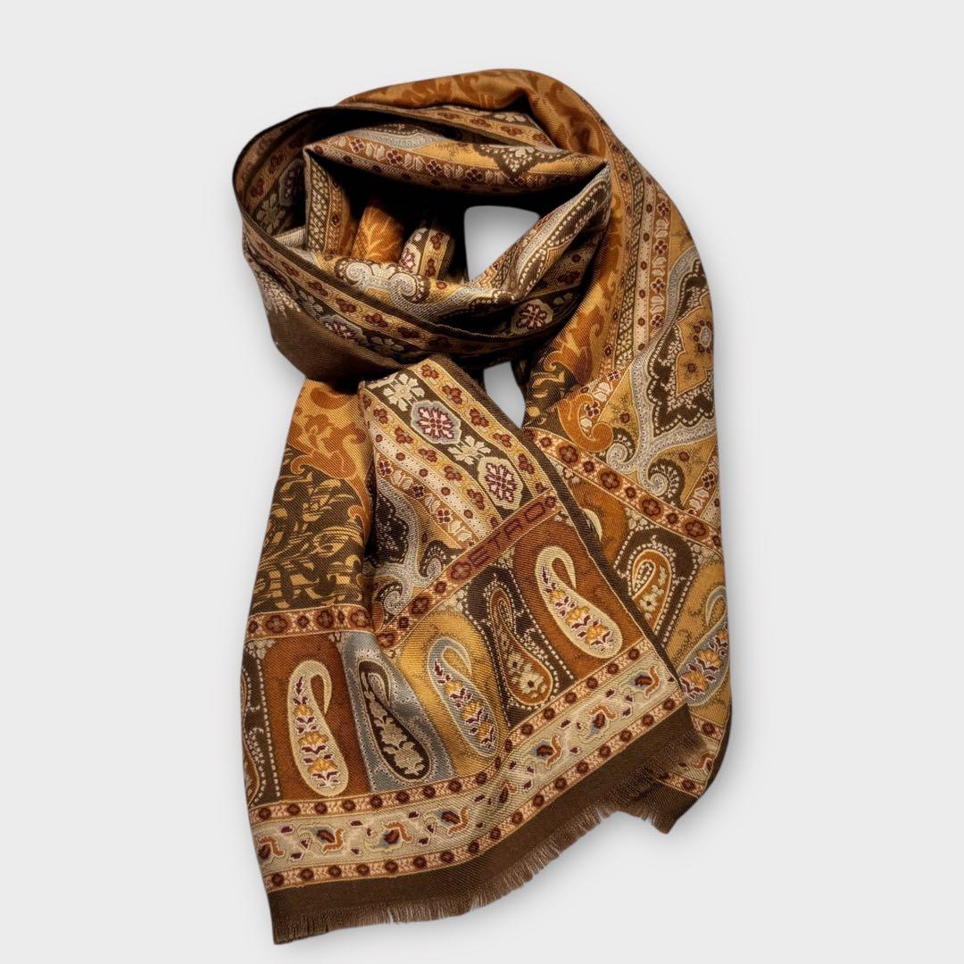 極美品✨ETRO エトロ　ペイズリー柄　ストール　ショール　ウール×シルク
