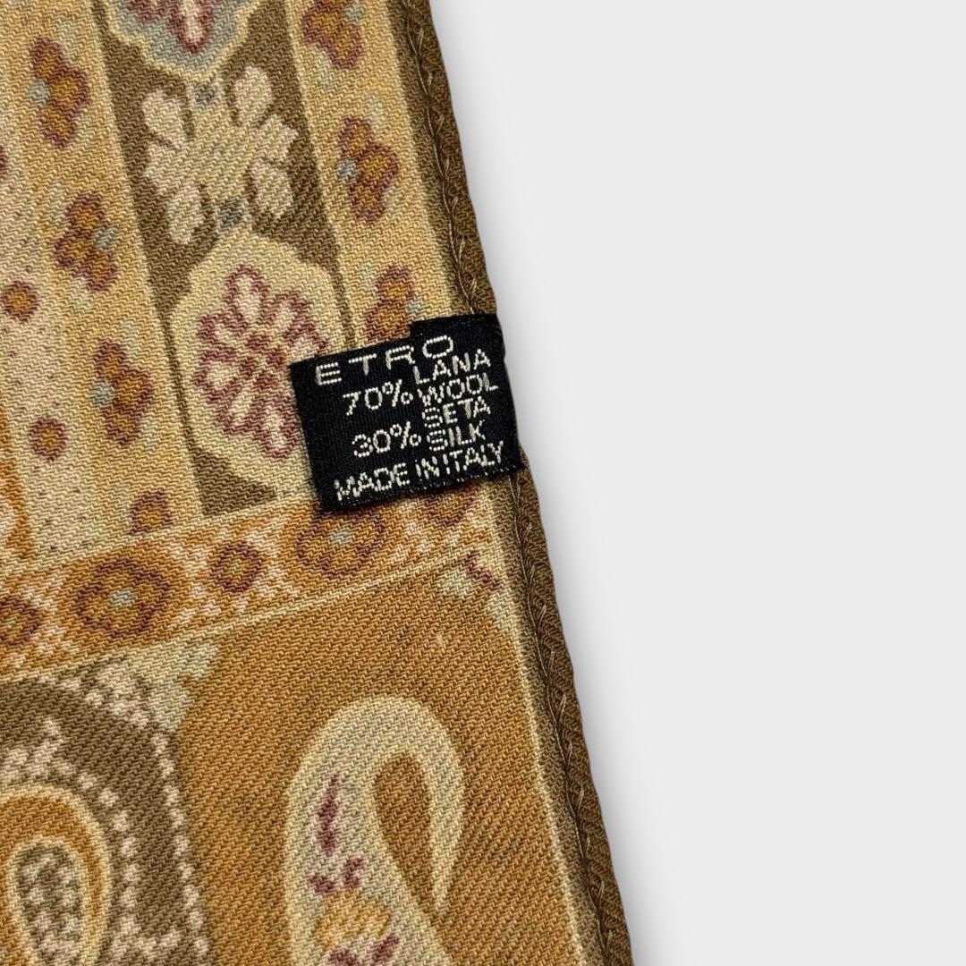 極美品✨ETRO エトロ　ペイズリー柄　ストール　ショール　ウール×シルク