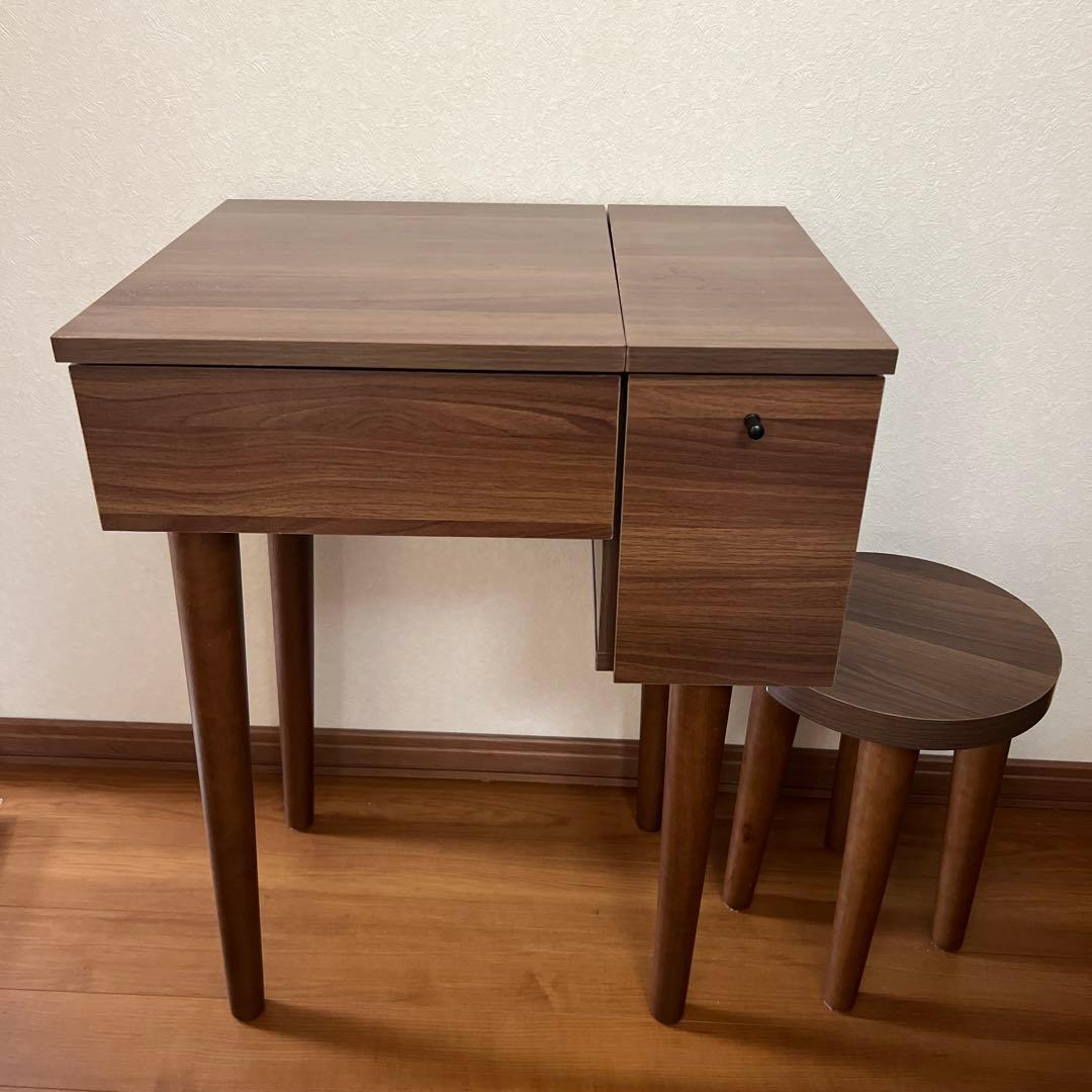 コンパクトドレッサー・鏡台 スツールセット　ブラウン