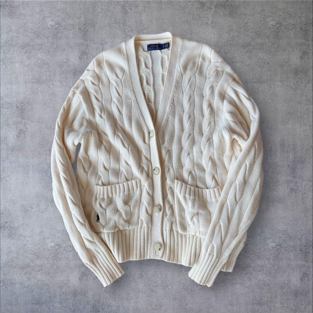 POLO RALPH LAUREN ラルフローレン ケーブルニットカーディガンS