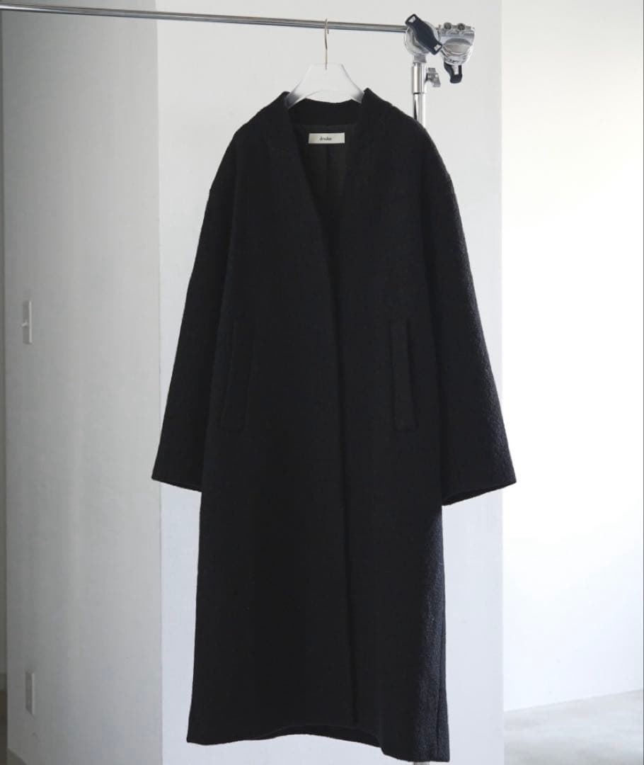 anuke Collarless Cocoon Coat ブラック36