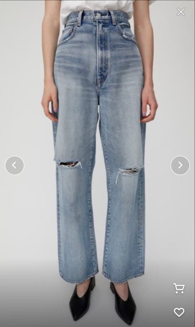 パンツ MOUSSY HW CRASH LOOSE STRAIGHT 24 BLU