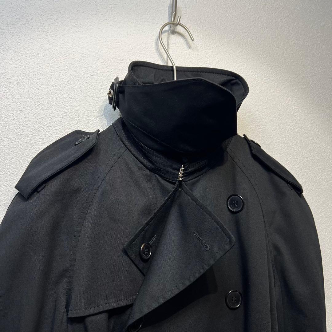 希少 美品 サンローランパリ エディ期 ウール チェック シルク トレンチコート