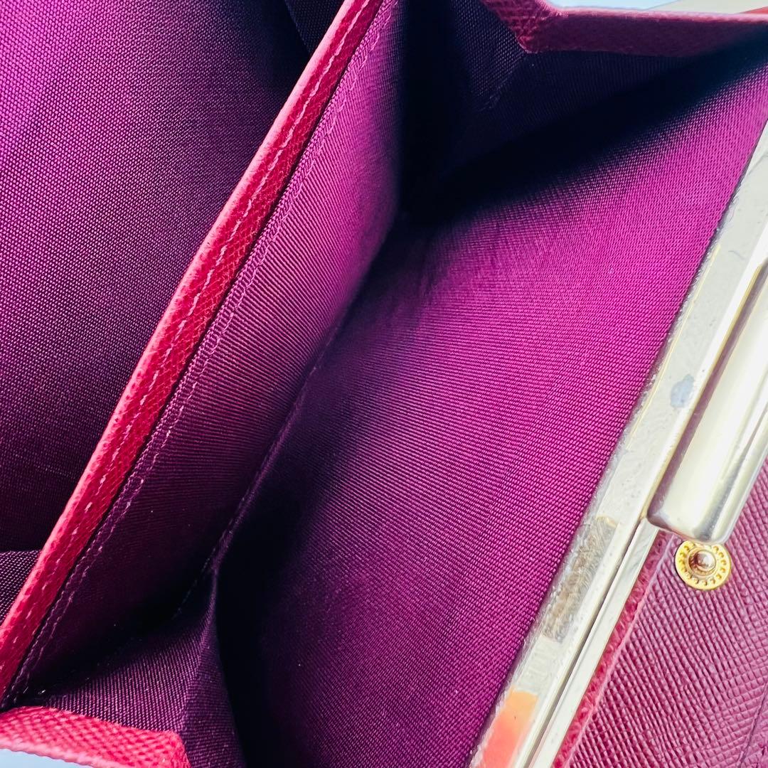 BURBERRY ノバチェック がま口 二つ折り財布 ボルドー レザー