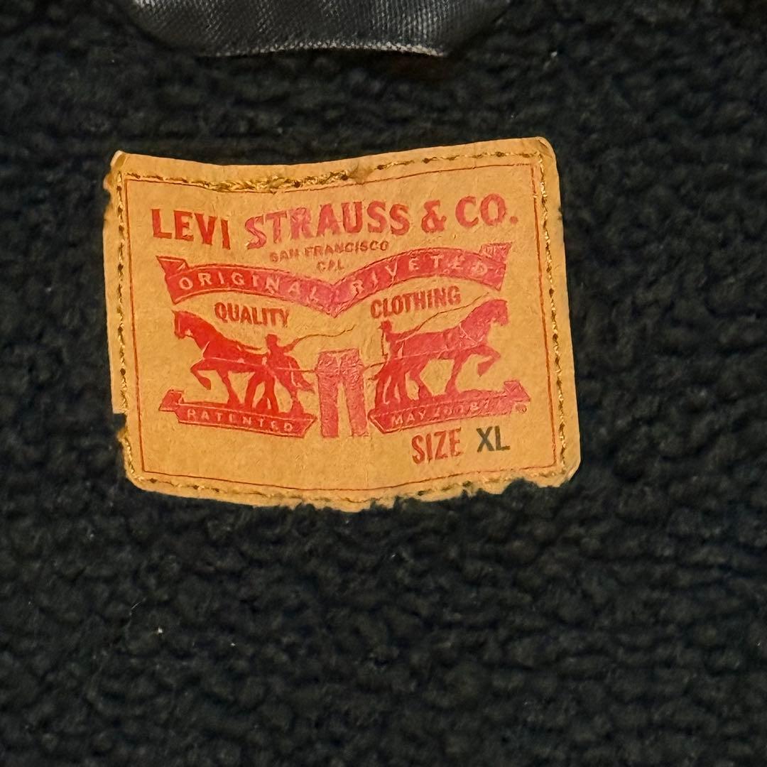 \"Levi’s U.S.NAVY ワッペン ボアベスト XL 黒 希少 \"