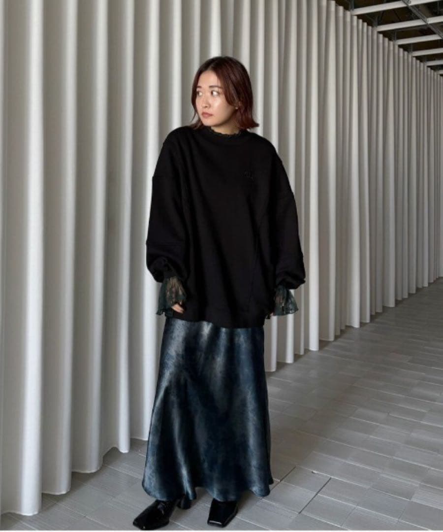 スカート BIAS SATIN PRINT SKIRT