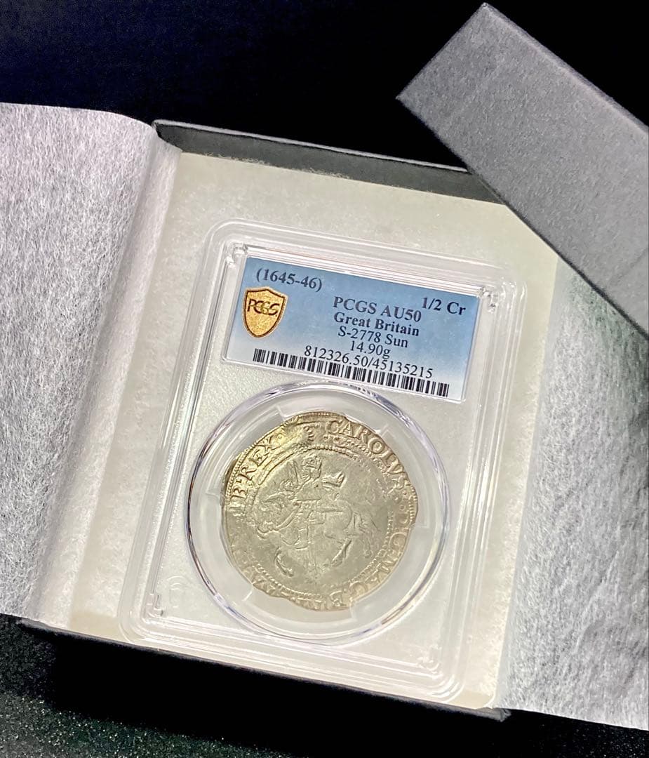 【NGC AU50】1645-46年 イングランド ハーフクラウン 手打ち銀貨