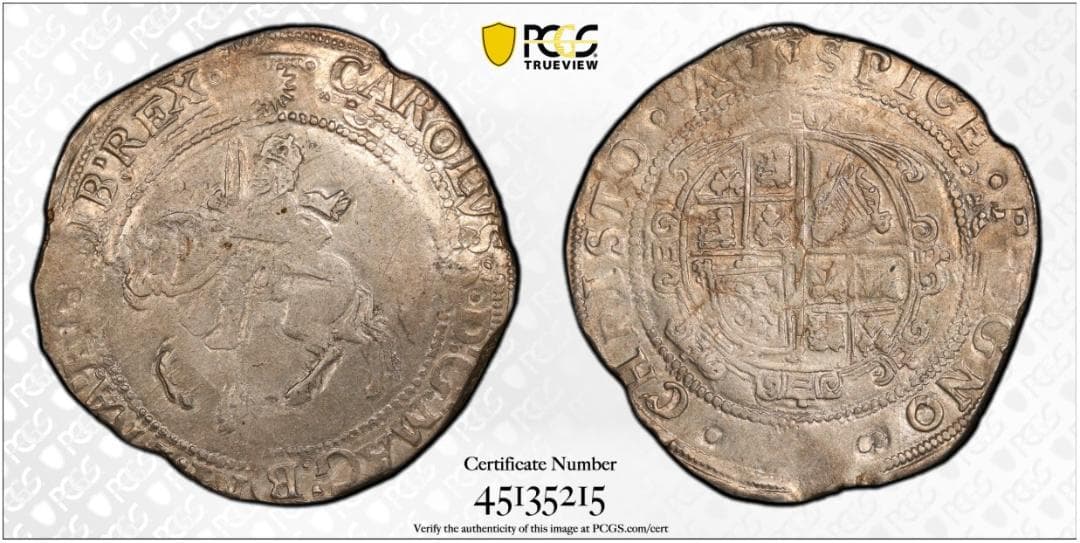 【NGC AU50】1645-46年 イングランド ハーフクラウン 手打ち銀貨