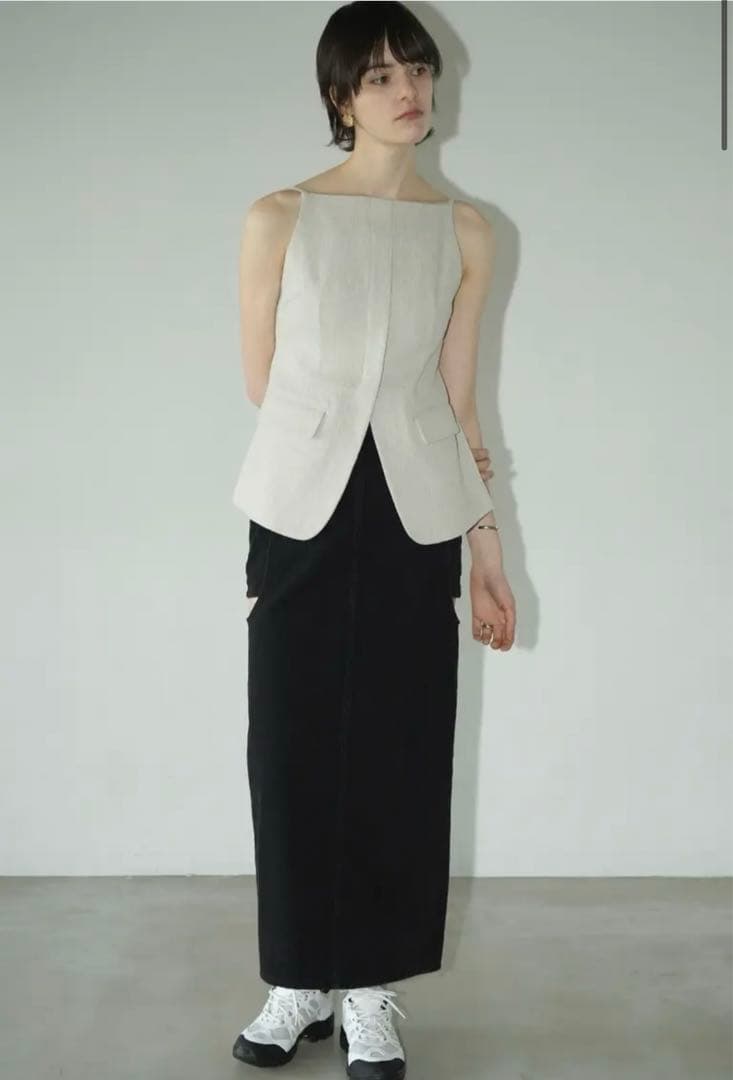 スカート CLANECIRCLE CUT LAYERED DENIM SKIRT