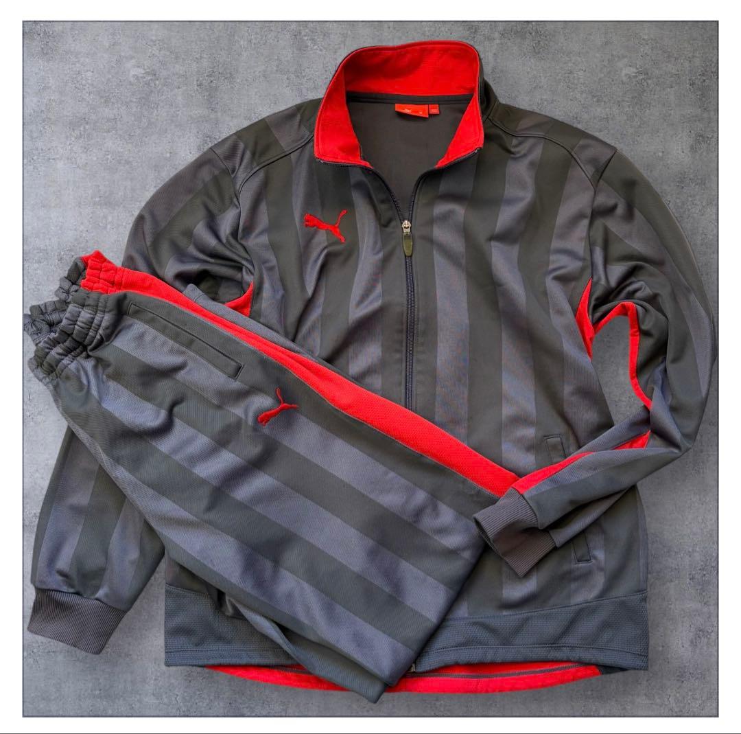 PUMA ジャージ上下セット グレー/レッド Oサイズ