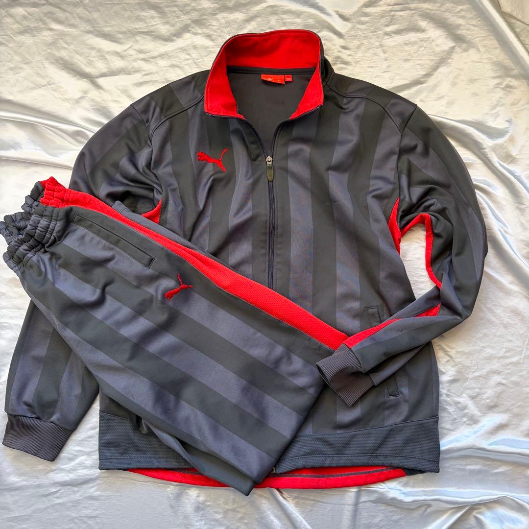 PUMA ジャージ上下セット グレー/レッド Oサイズ
